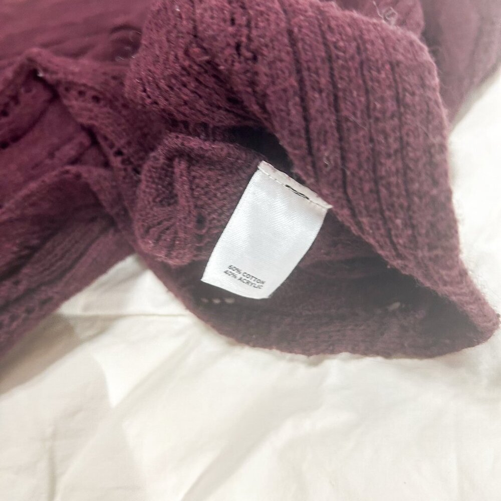 Caslon Open Front Knit Cardigan Burgundy Dolman Sleeve Cocoon Size S/M EUC - Picture 6 of 6